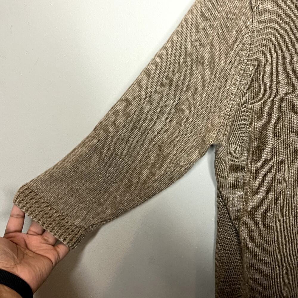 Talbots Sweater Womens XLP Brown 100% Linen Boat Neck 3/4 Sleeve Knit - Picture 3 of 5